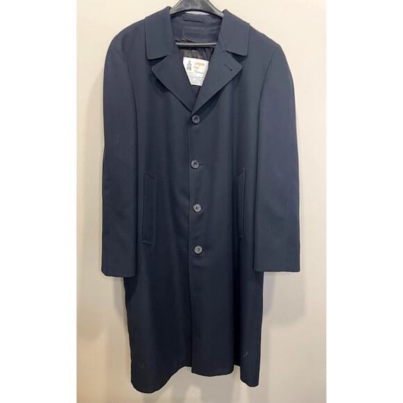 London Fog Maincoats Men's Size 40 Reg Vintage Fur Lined Black Trench Coat - Picture 1 of 12